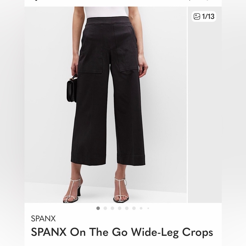 SPANX black Wide-Leg Cropped Pants